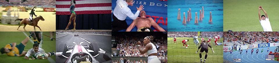 Still frames taken from ten different sports videos